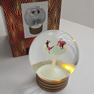Light Up Snow Globe Ice Skaters In Martini Glass - NIB